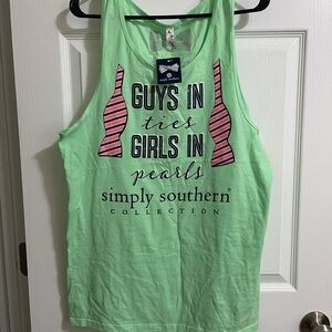 Simply Southern Mint Green Tank with Striped Bowtie